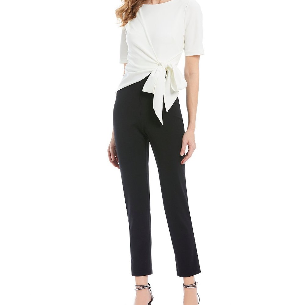 Adrianna Papelle Black and ivory side tie jumpsuit